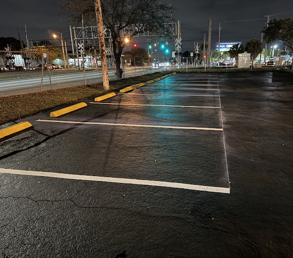 Striping of parking lot