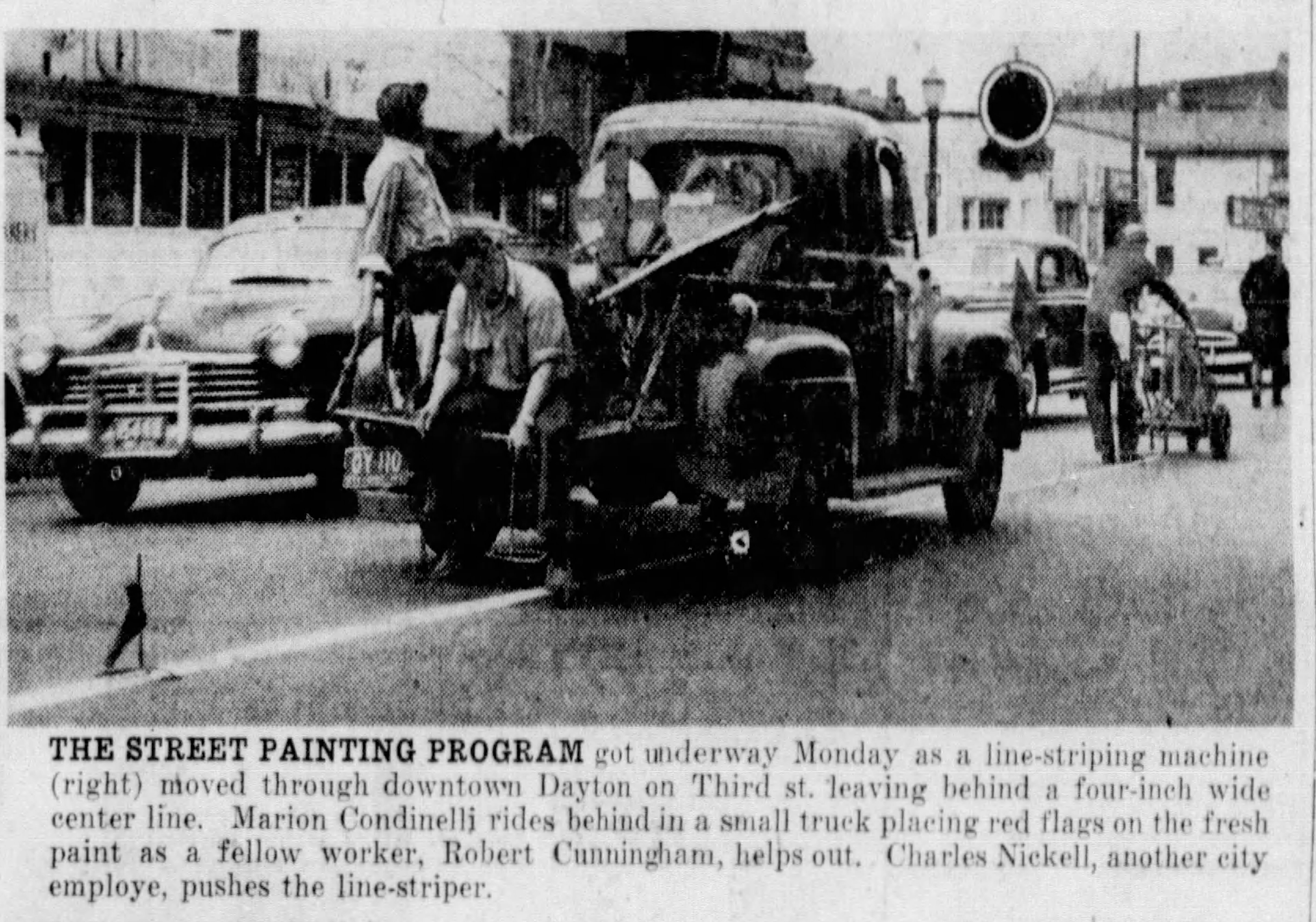 The Historic image showcases the very early days of line striping in the United States Of America