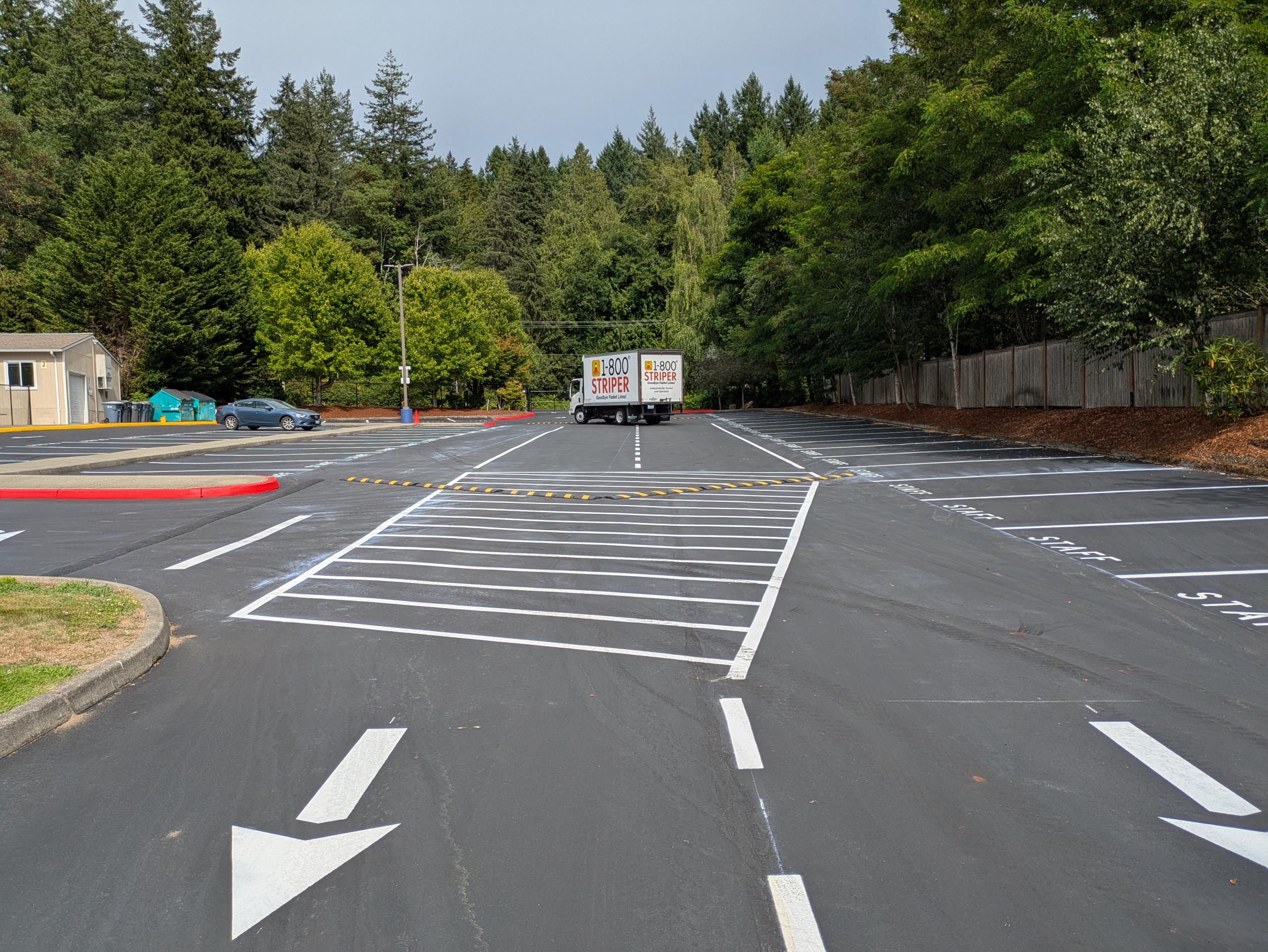 white parking lot stripes on a parking lot painted near me in Bothell, WA