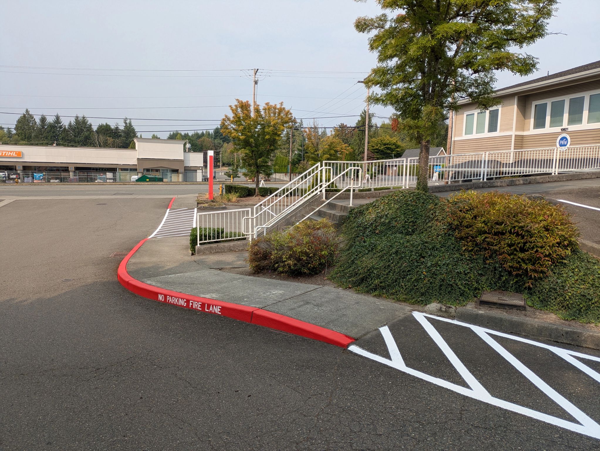 Fire lane painting and white parking lot line striping and parking lot painting in Shoreline, WA