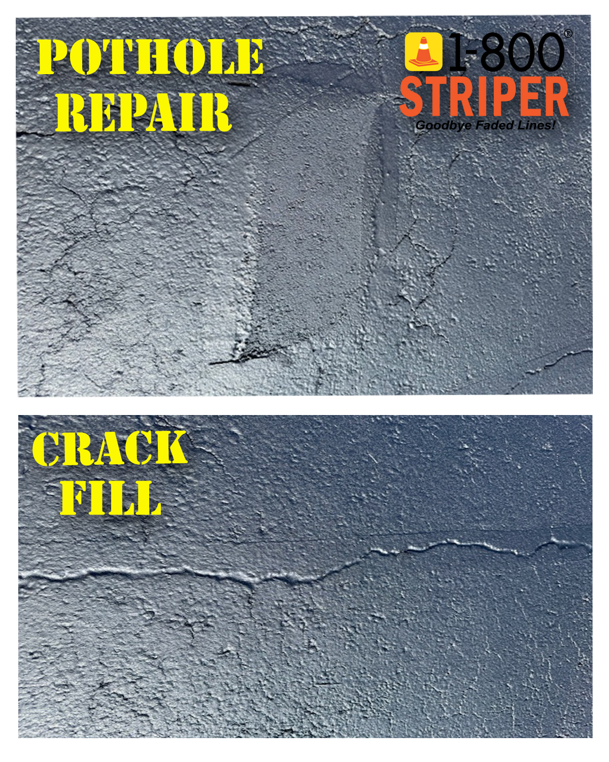Summer parking lot striping South Florida and Pot hole Repair and Crack Fill from 1-800-striper of fort Lauderdale and North Miami
